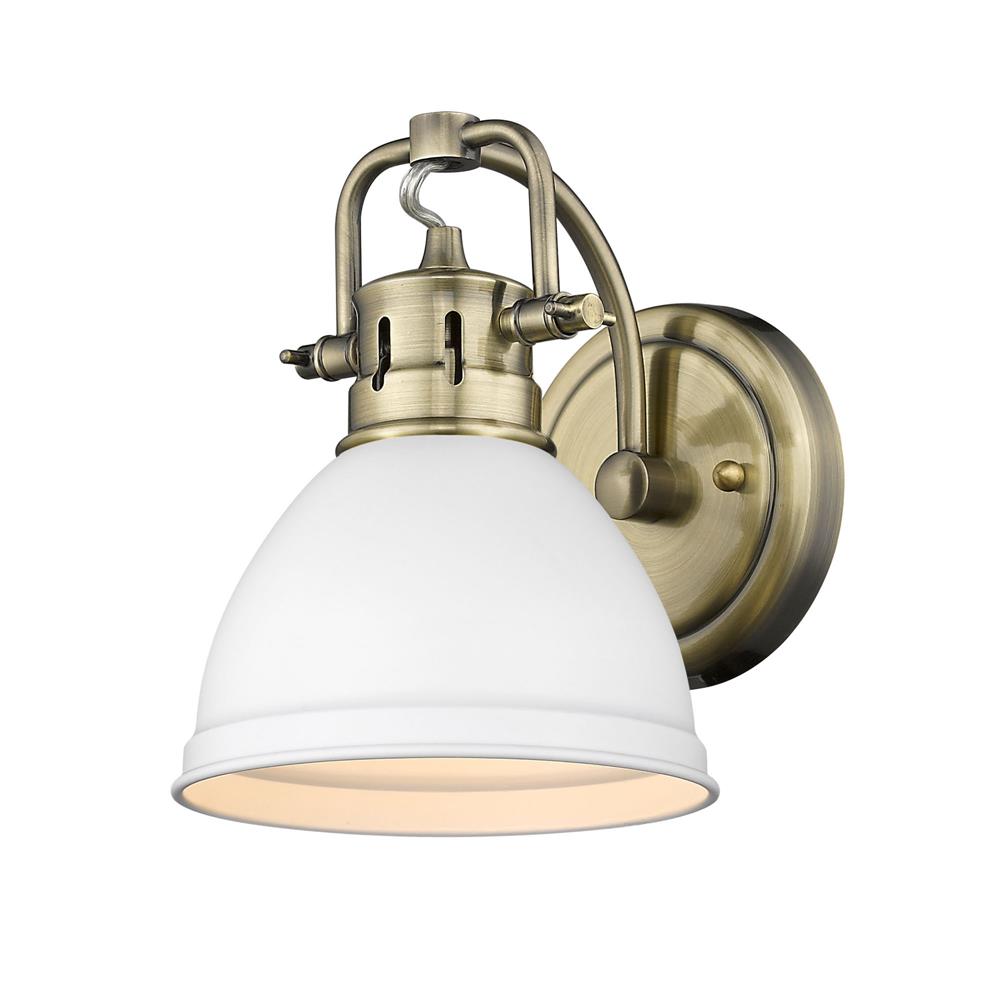 Golden Lighting 3602-BA1 AB-WHT Duncan 1 Light Bath Vanity in Aged Brass